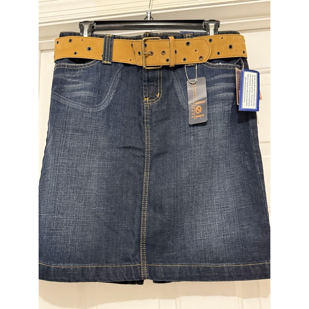 LEI Denim Skirt Women's Size 9 Blue Jean With Belt New With Tags Y2K Retro
